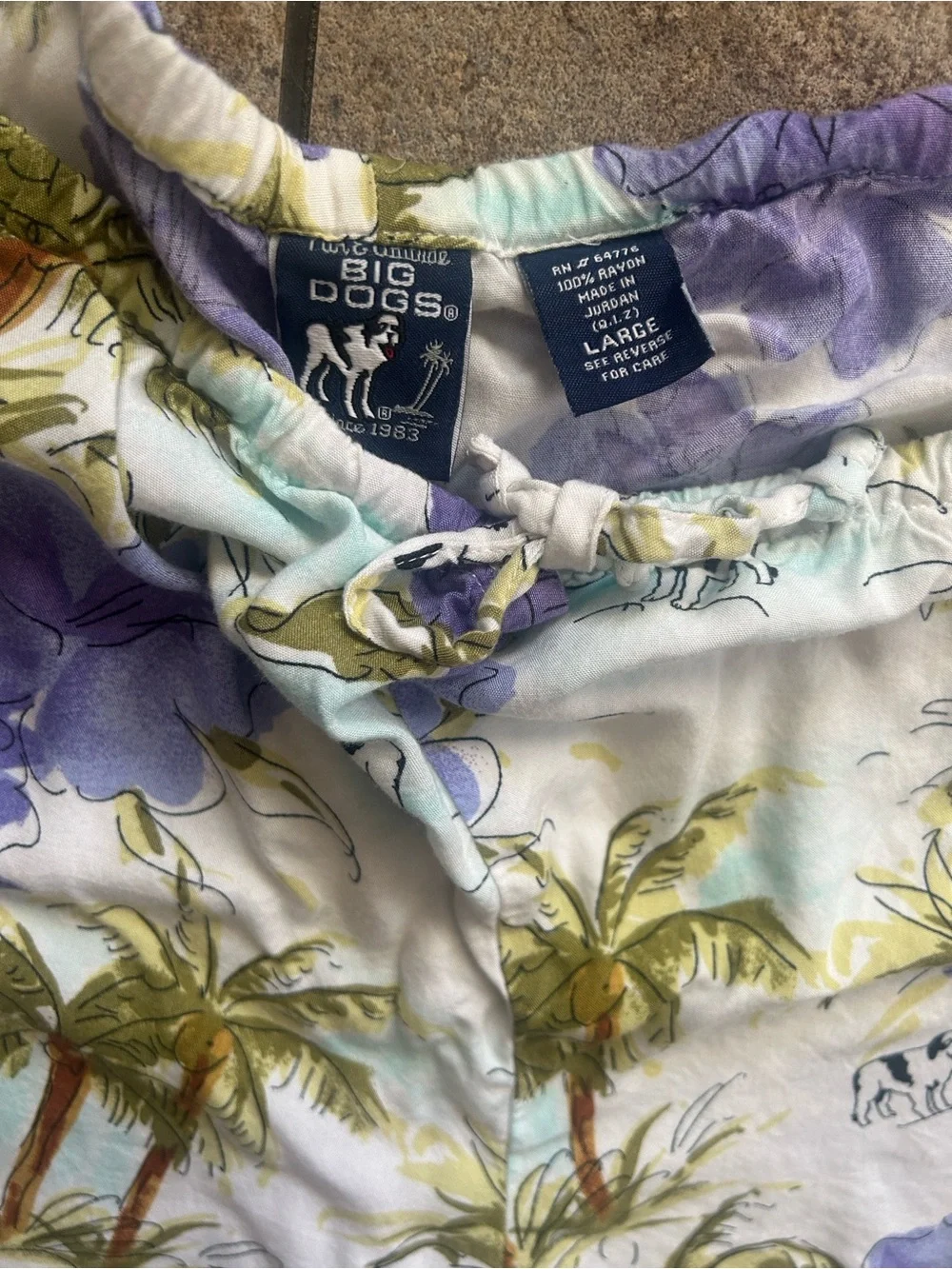 Big Dogs Vintage 90’s Men's Tropical Hawaiian Lounge / Pj Beach Pants Unisex